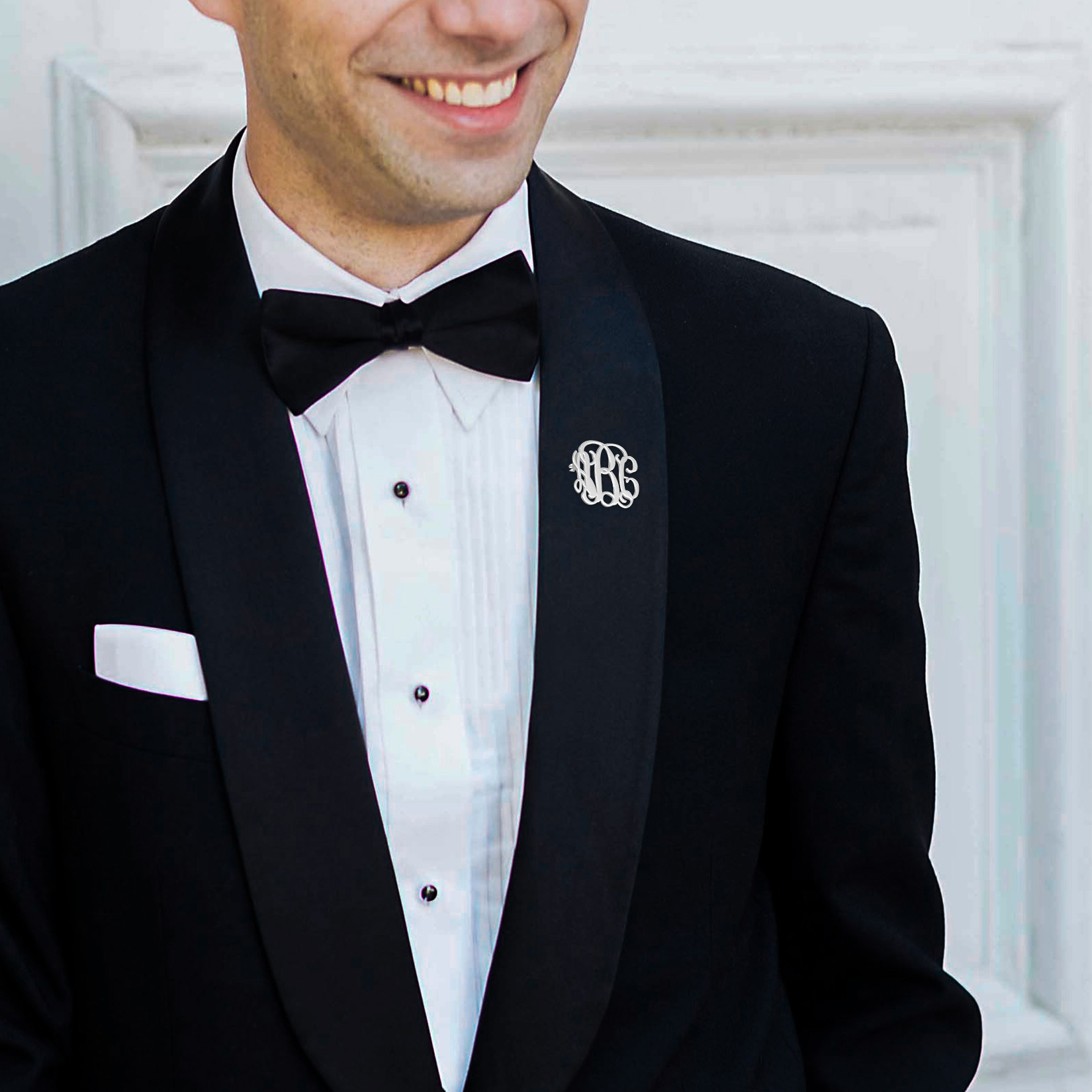 Custom Monogram Letter Brooch Pin for Wedding Bouquet