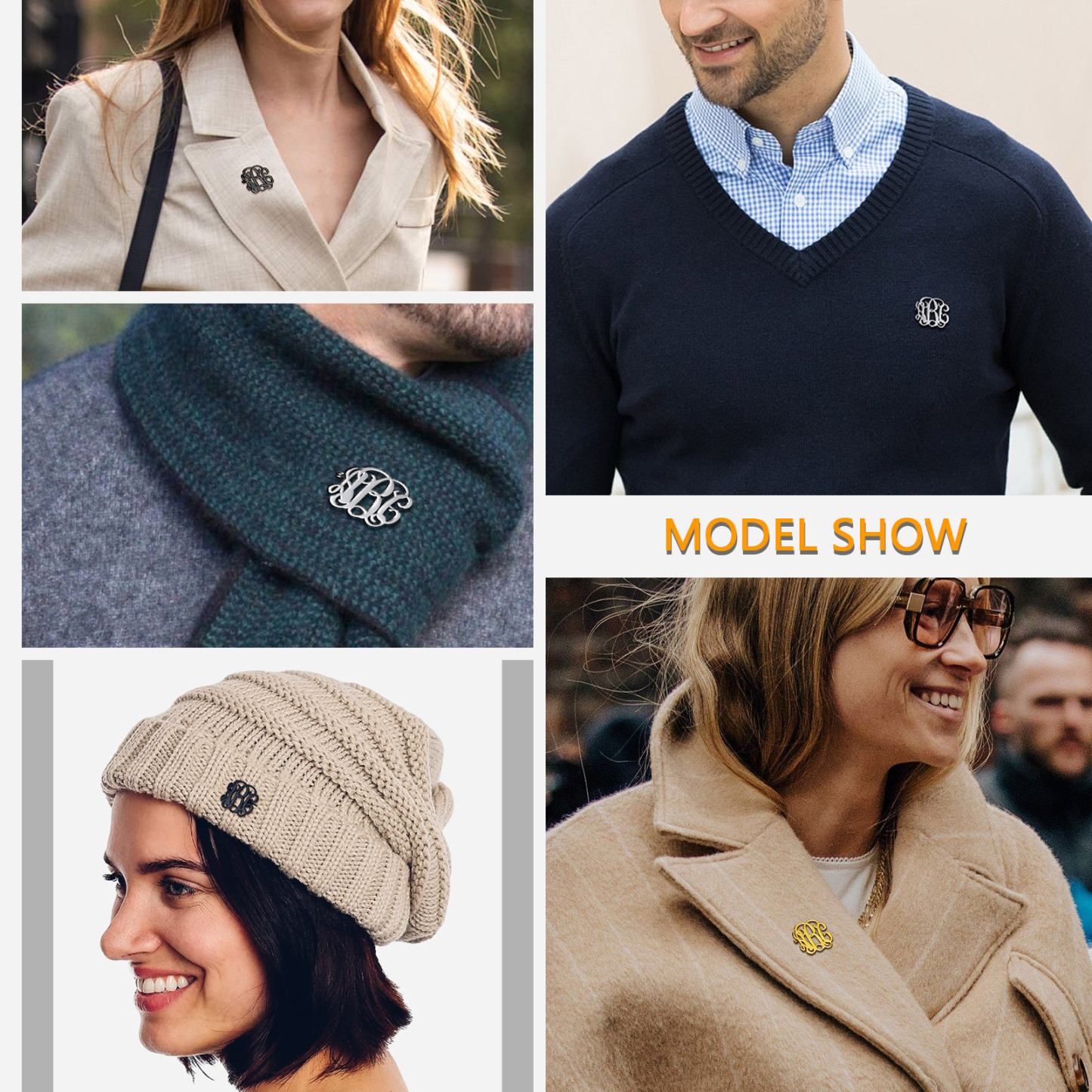 Custom Monogram Initial Brooch Pin for Bouquet