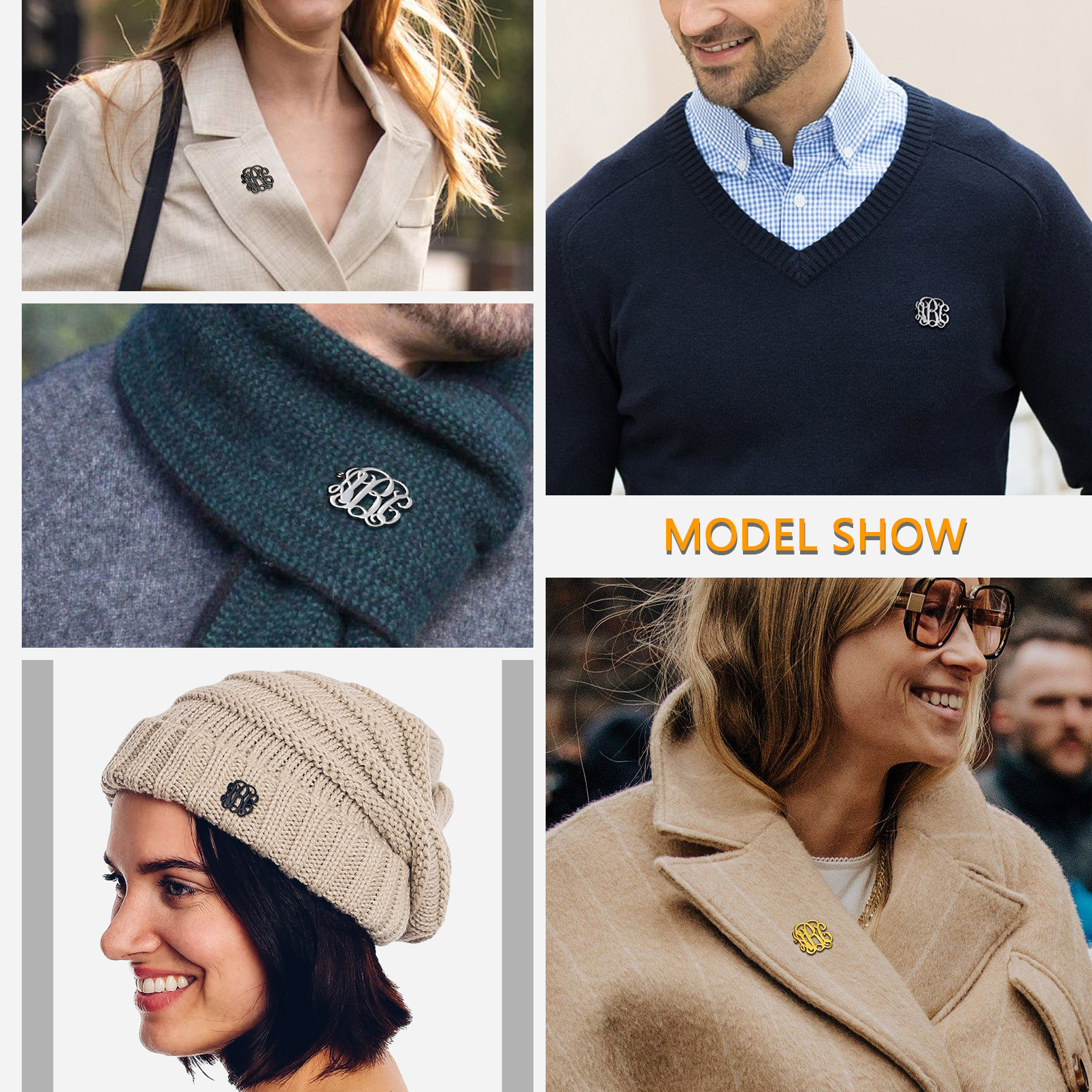 Custom Monogram Initial Brooch Pin for Bouquet