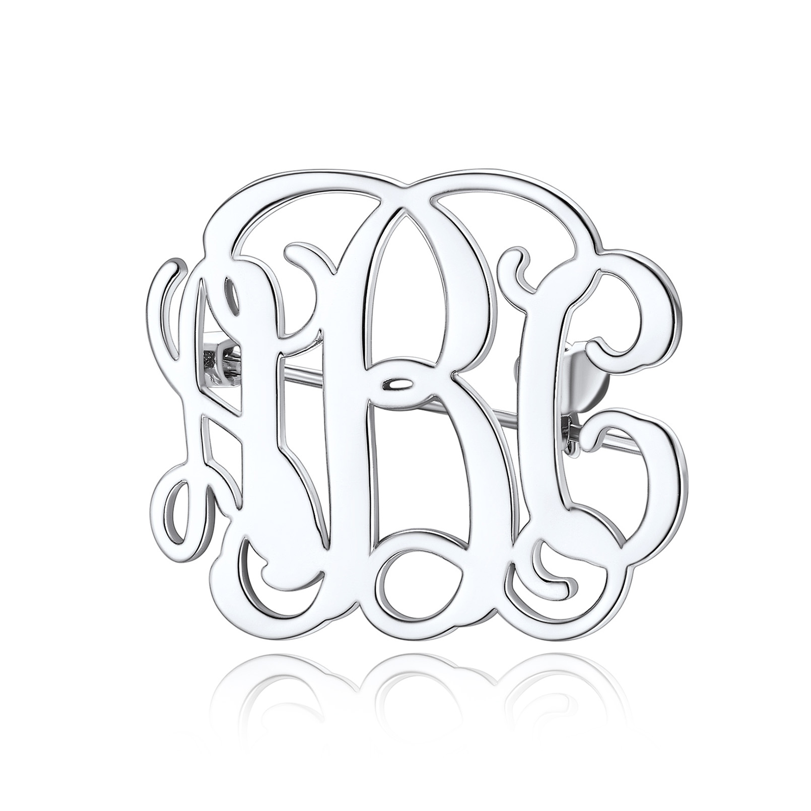 Custom Monogram Letter Initial Brooch Pin for Wedding Bouquet