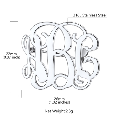 Custom Monogram Letter Initial Brooch Pin for Wedding Bouquet detail