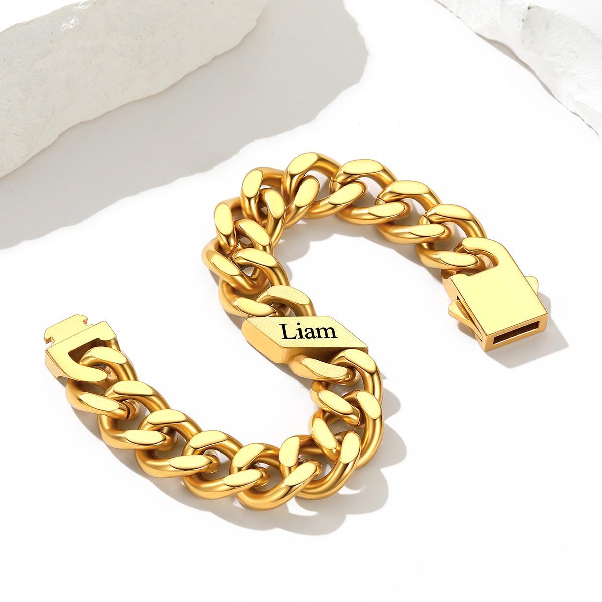 Custom Multi-Name Cuban Link Bracelet 7/9/12MM gold