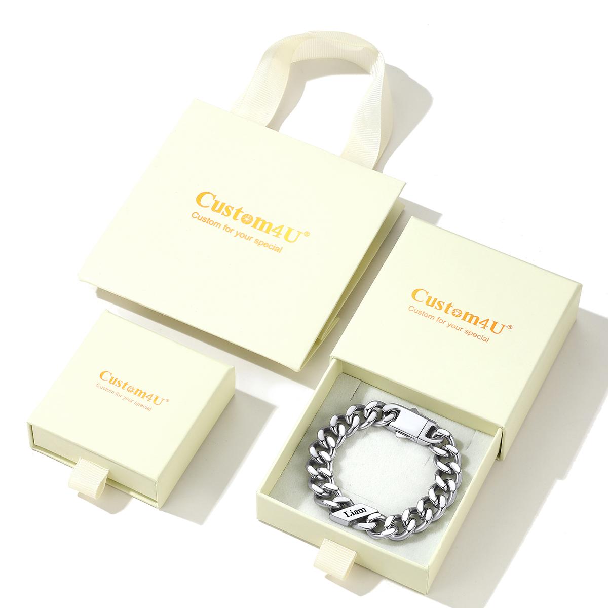 Custom Multi-Name Cuban Link Bracelet 7/9/12MM with gift box