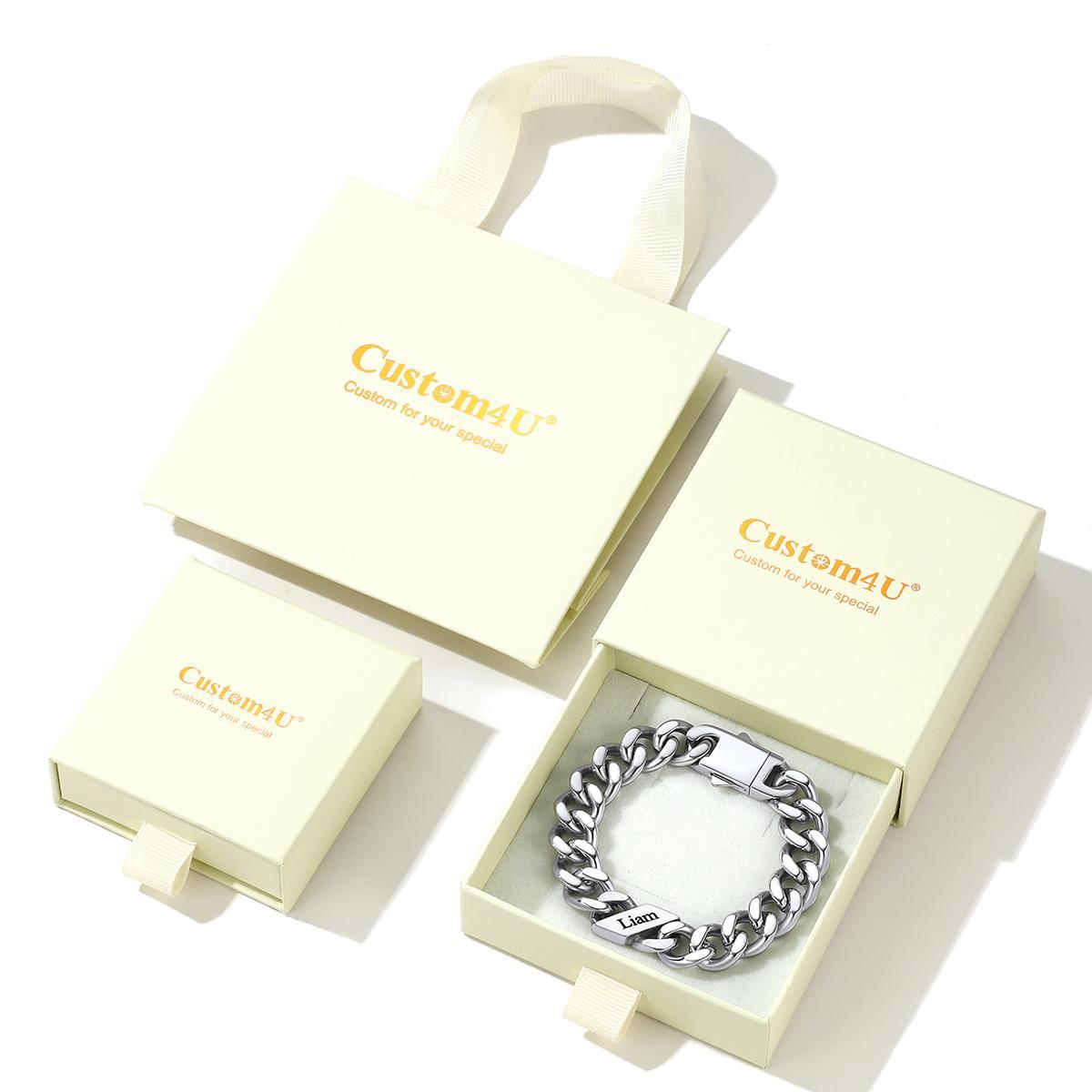 Custom Multi-Name Cuban Link Bracelet 7/9/12MM with gift box