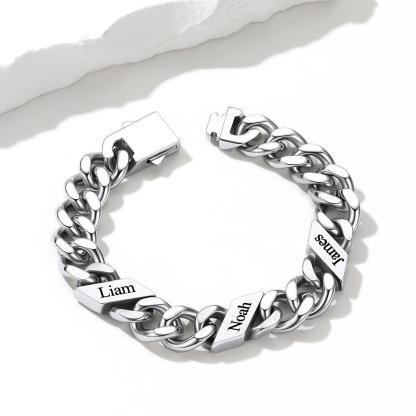 Custom Multi-Name Cuban Link Bracelet 7/9/12MM silver