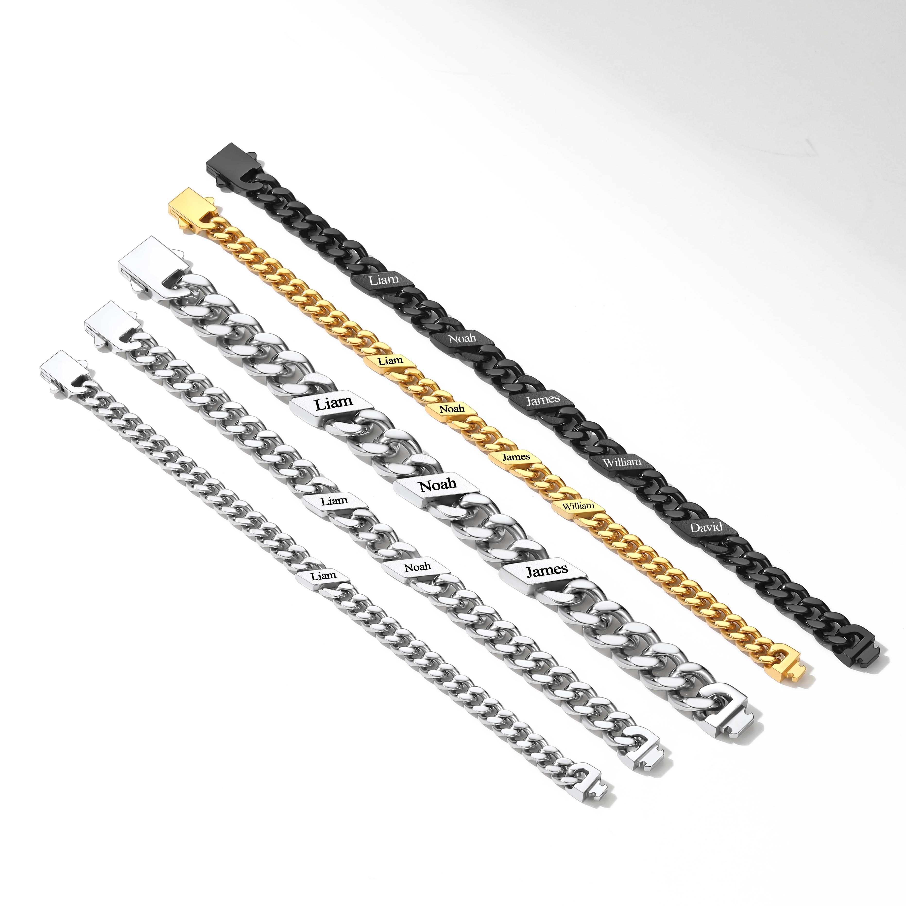 Custom Multi-Name Cuban Link Bracelet 7/9/12MM 3 colors