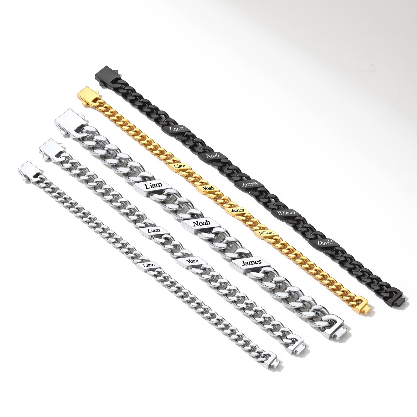 Custom Multi-Name Cuban Link Bracelet 7/9/12MM 3 colors