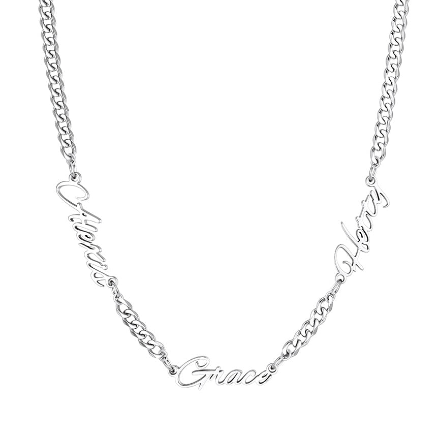 Custom Multi-Name Cuban Link Necklace 3MM
