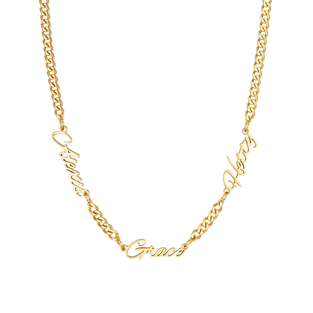 Custom Multi-Name Cuban Link Necklace 3MM