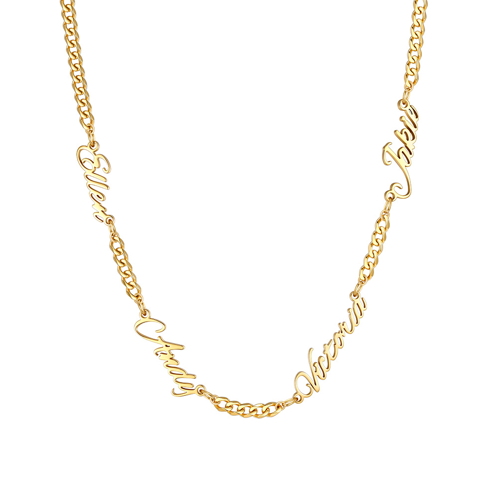 Custom Multi-Name Cuban Link Necklace 3MM