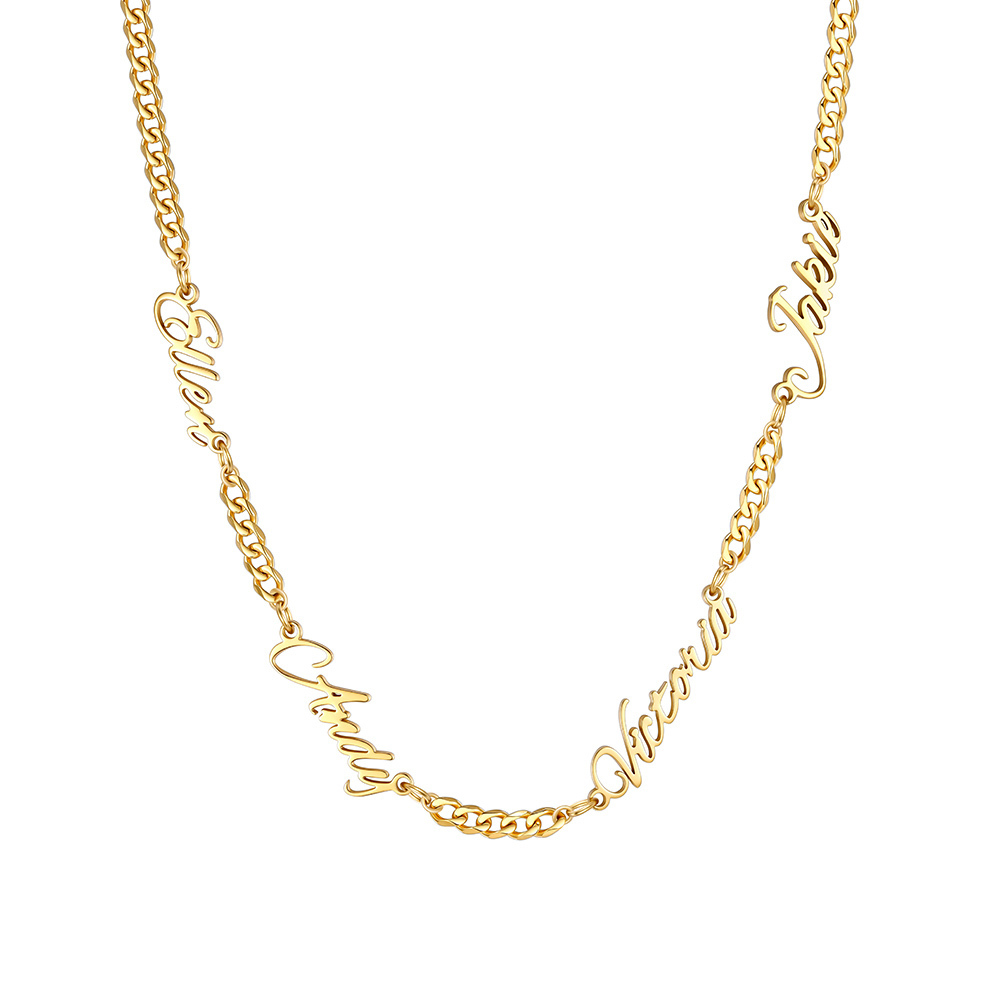 Custom Multi-Name Cuban Link Necklace 3MM