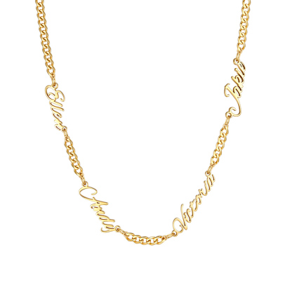 Custom Multi-Name Cuban Link Necklace 3MM