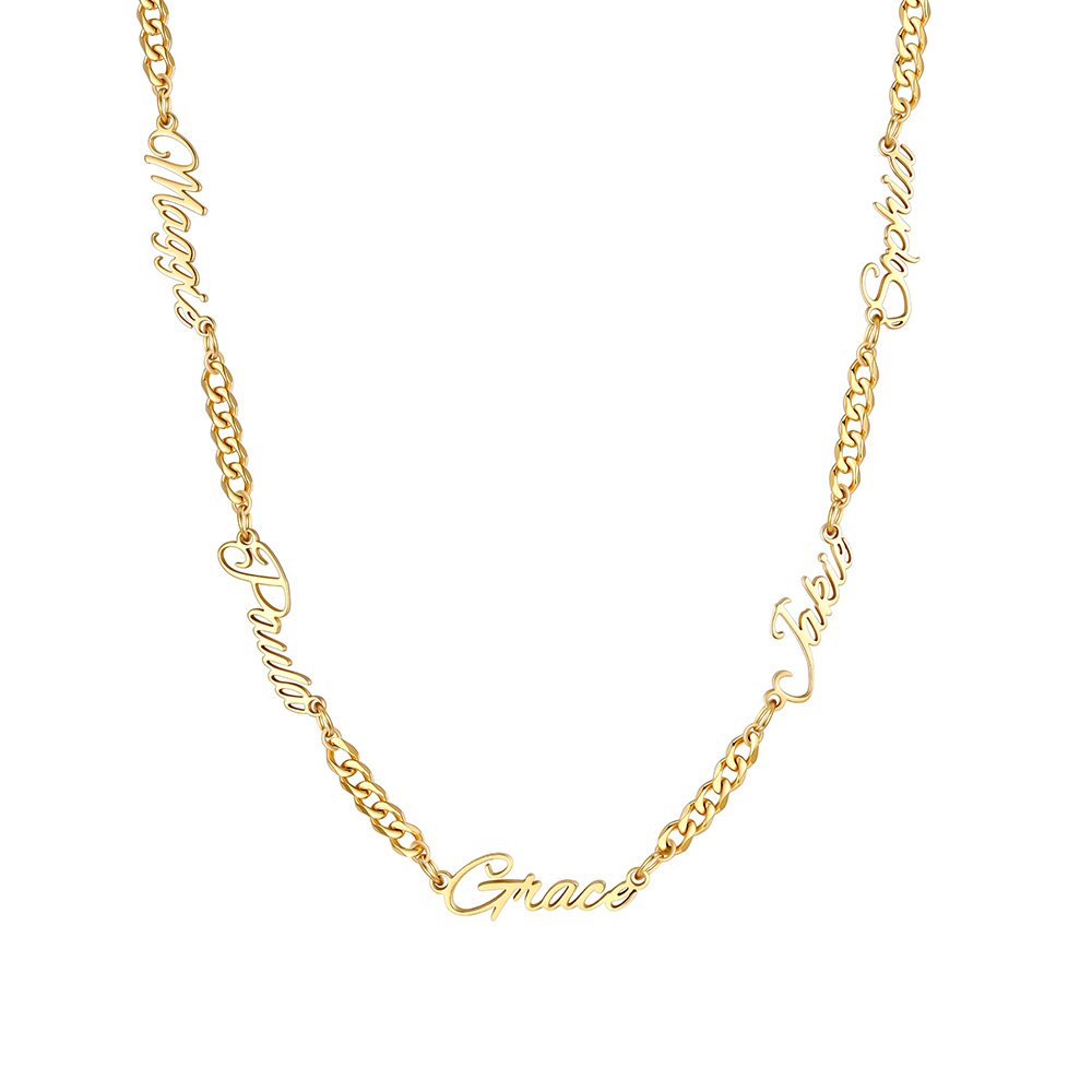 Custom Multi-Name Cuban Link Necklace 3MM