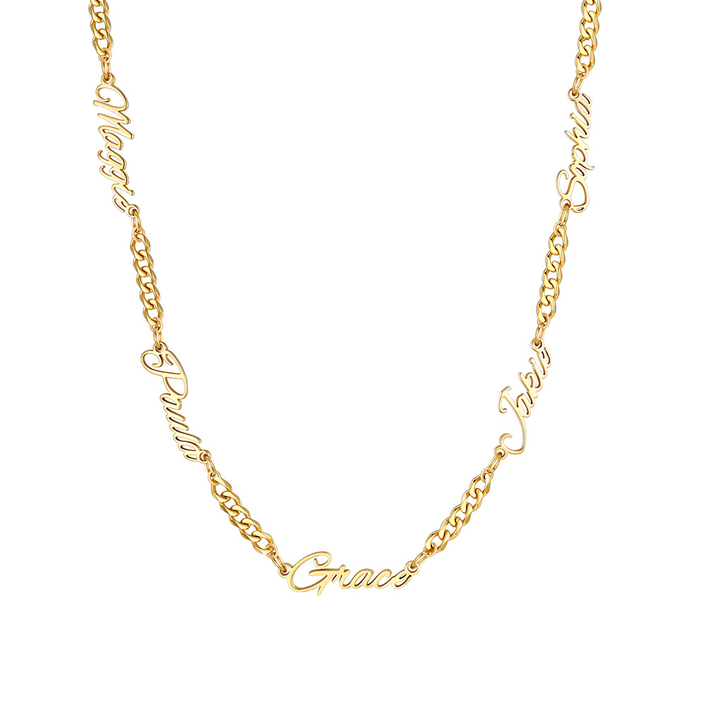 Custom Multi-Name Cuban Link Necklace 3MM