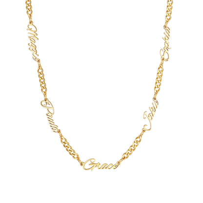Custom Multi-Name Cuban Link Necklace 3MM