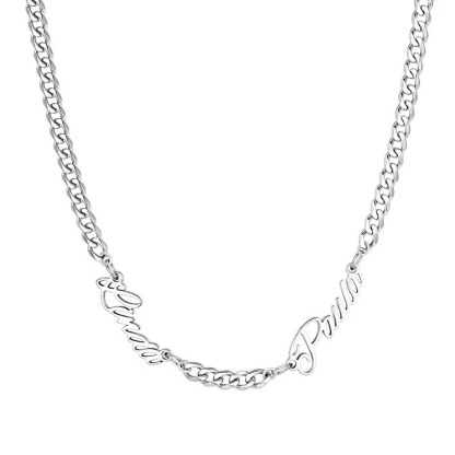 Custom Multi-Name Cuban Link Necklace 3MM for women