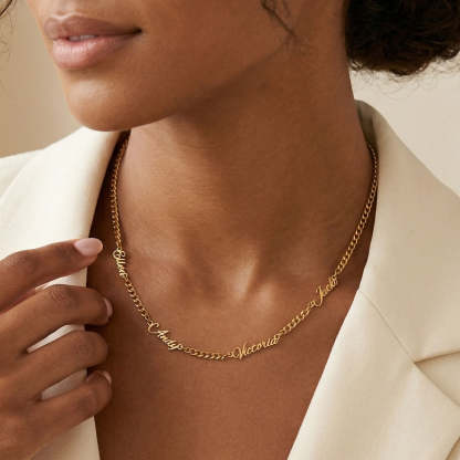 Custom Multi-Name Cuban Link Necklace 3MM