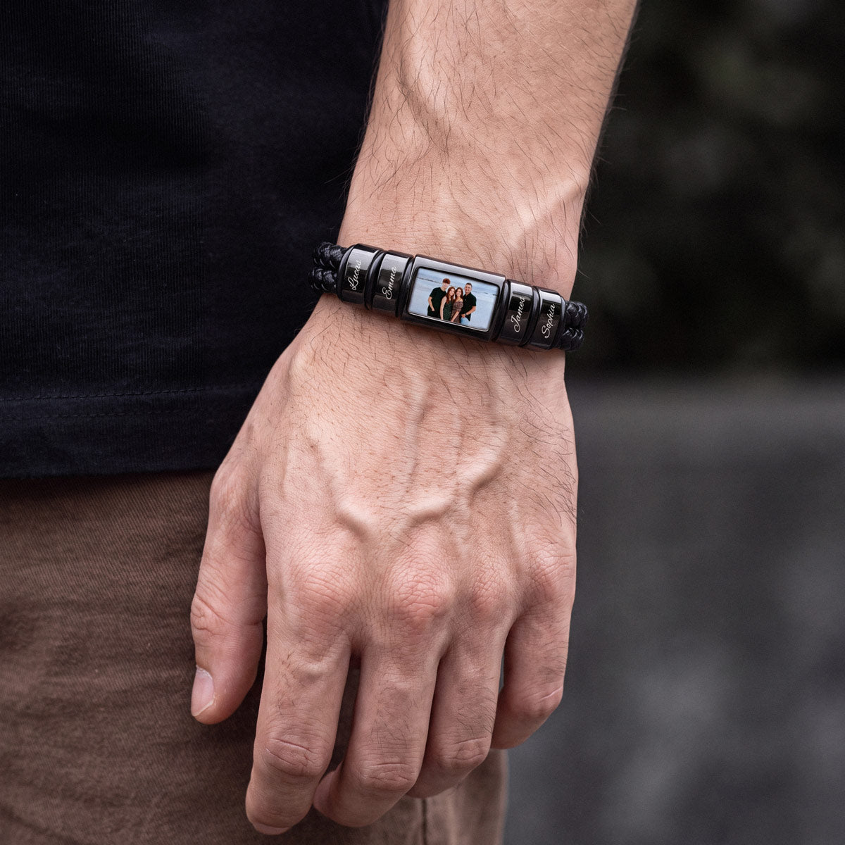 Custom Multi-Name Photo Leather Bracelet for boyfriend