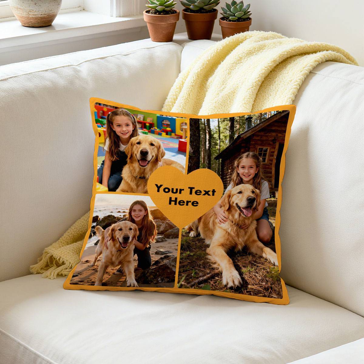 Custom 3 Photos Pillow 