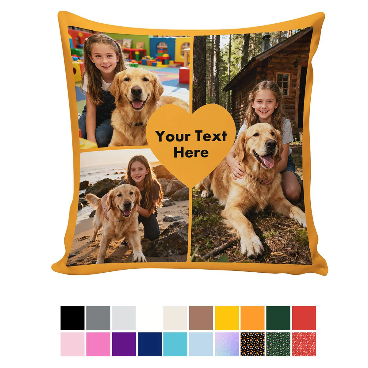 Custom 3 Photos Throw Pillow