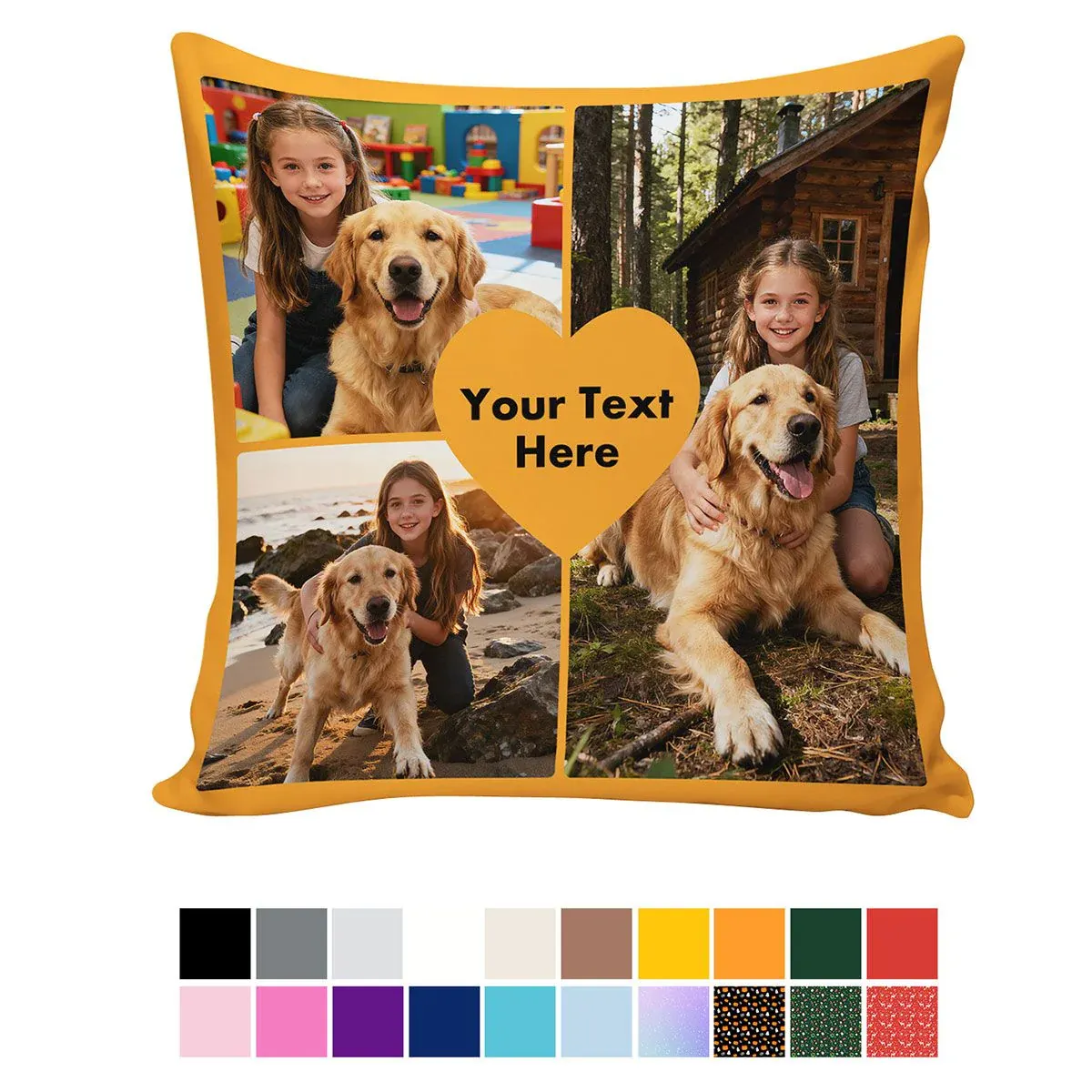Custom 3 Photos Throw Pillow