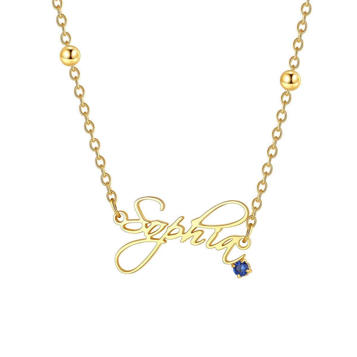 Custom Name Birthstone Necklace for Women GOld