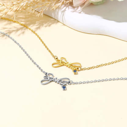 Custom Name Birthstone Oval Link Chain Necklace​ birthday gift