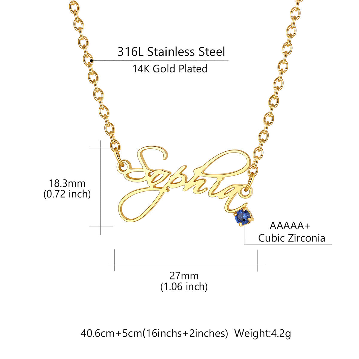 Custom Name Birthstone Oval Link Chain Necklace​