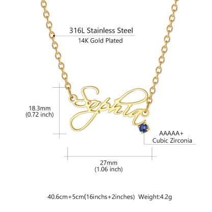 Custom Name Birthstone Oval Link Chain Necklace​