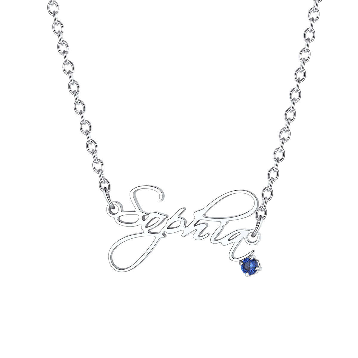 Custom Name Birthstone Oval Link Chain Necklace​