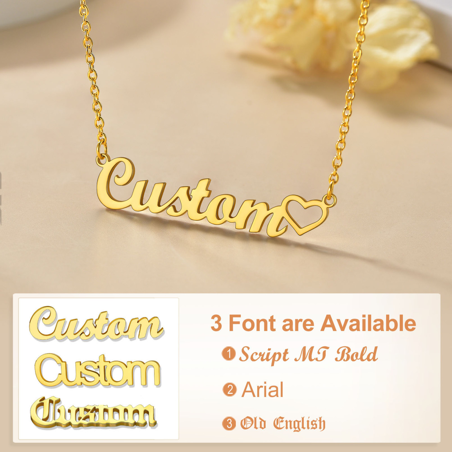 Custom Name Chain Names Necklaces 3 fonts 