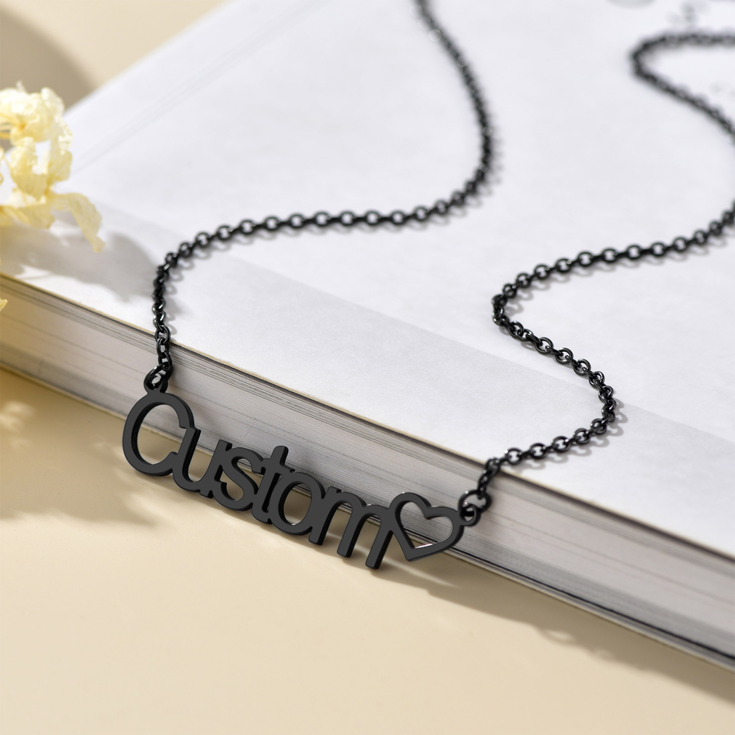 Custom Name Chain Names black plated Necklaces