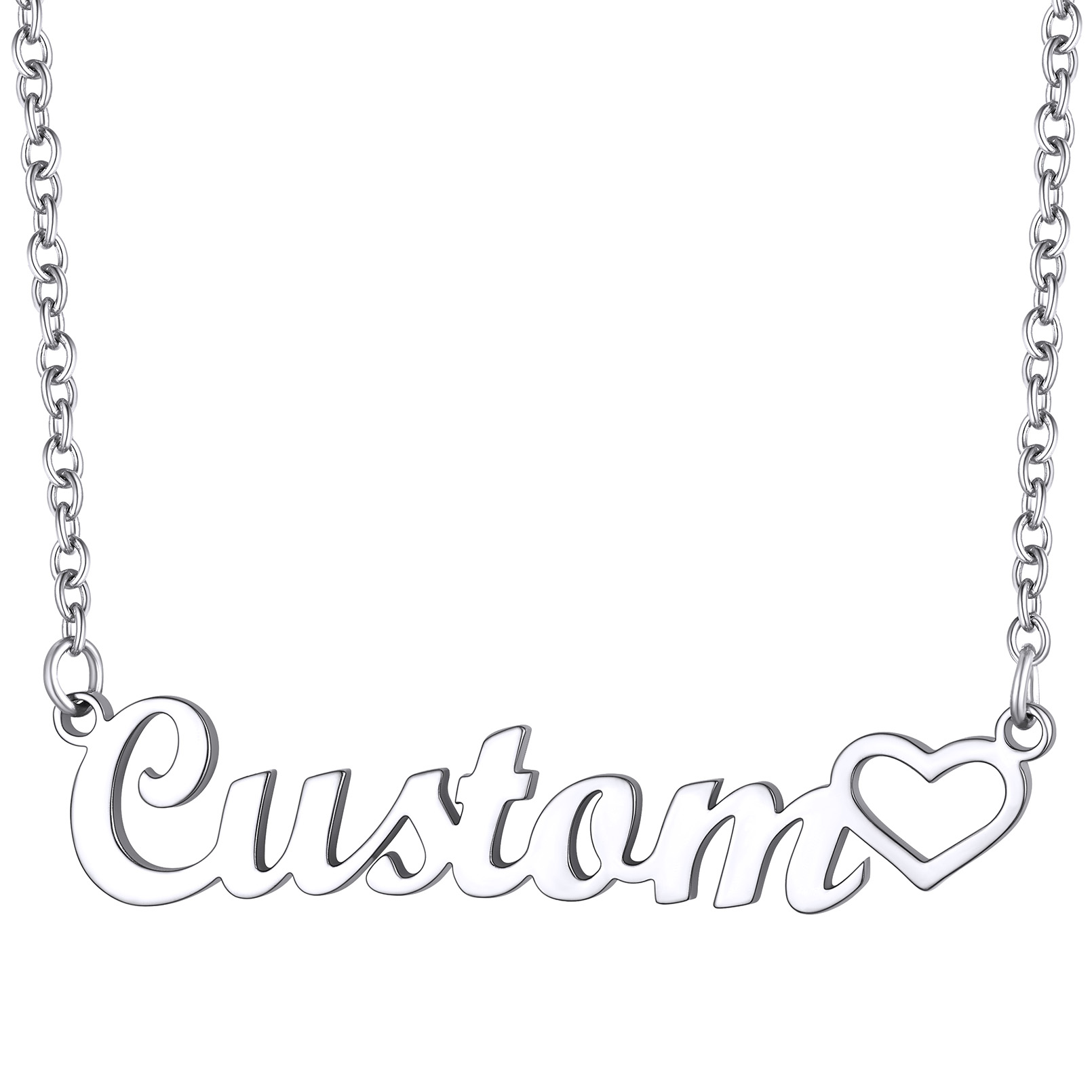 Custom Name Rolo Chain Names silver Necklaces for Women
