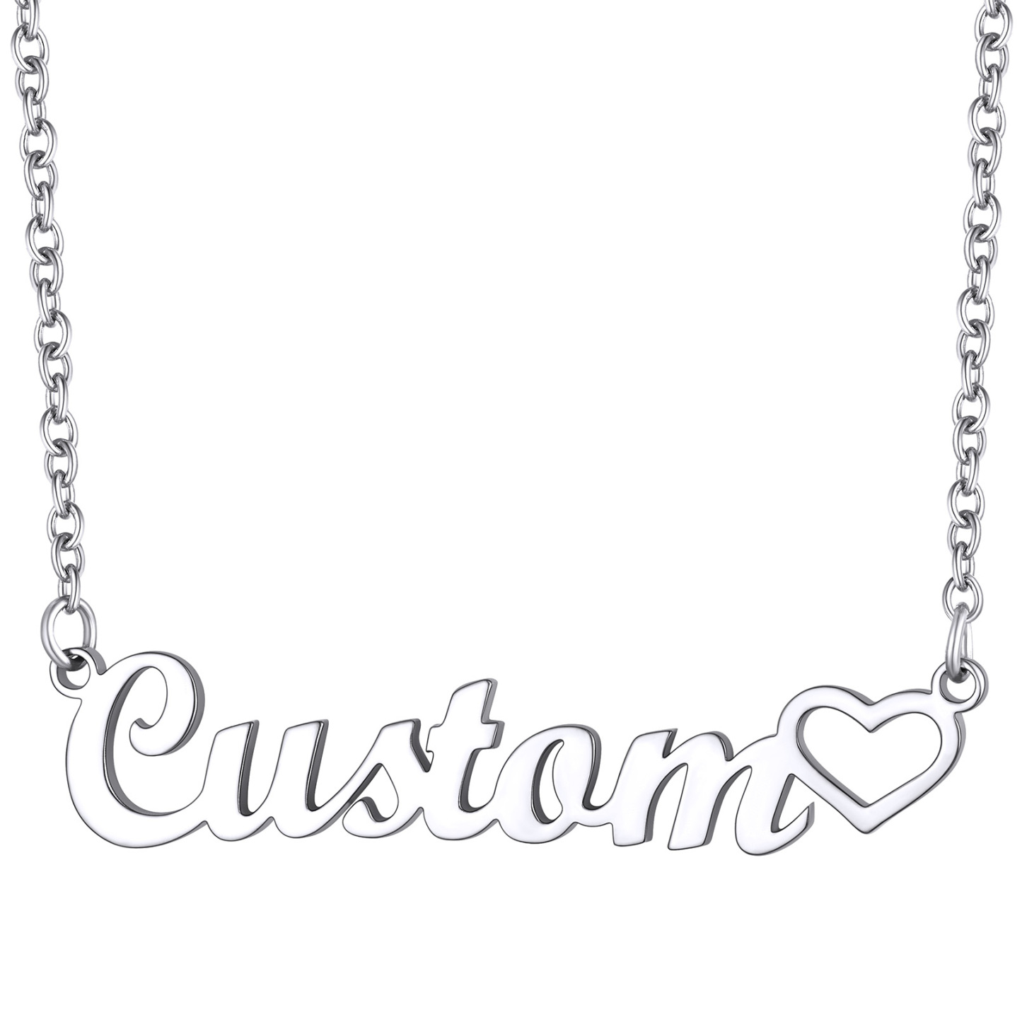 Custom Name Rolo Chain Names silver Necklaces for Women