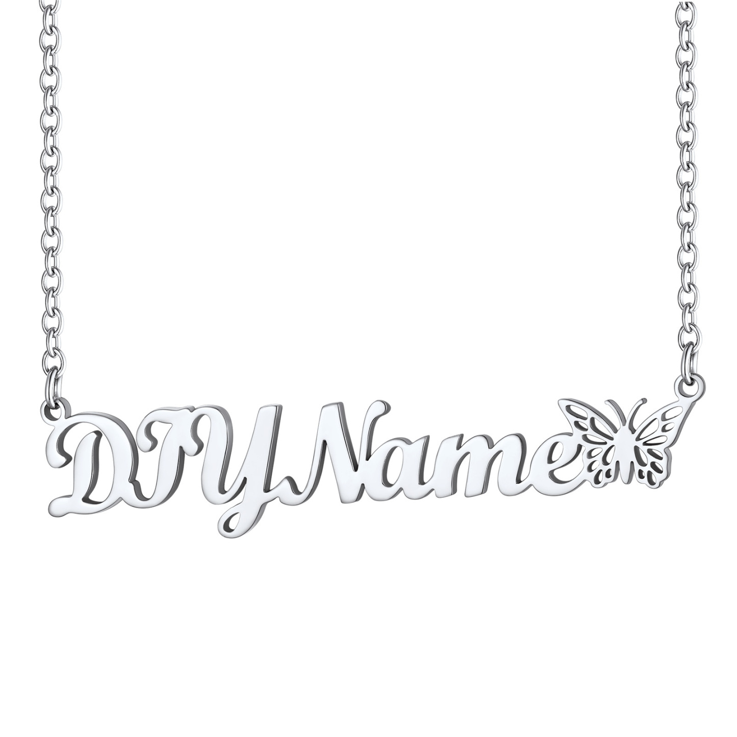 Custom Name Chain Necklace with Butterfly for Women