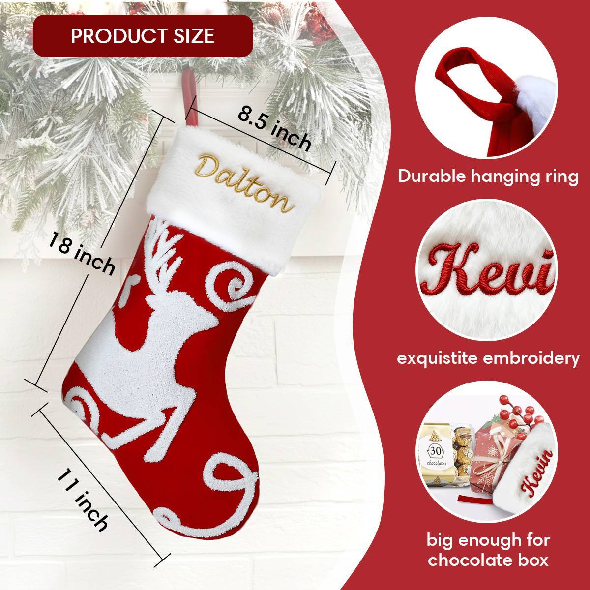 Custom Name Christmas Stockings Dimension Solid Durable