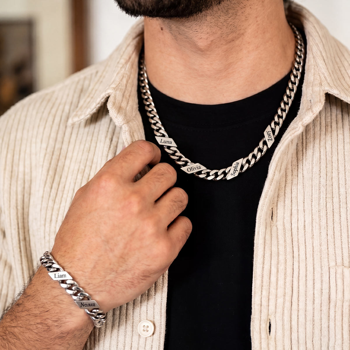 Custom Name Cuban Chain Jewelry Set 7/9/12MM for men 