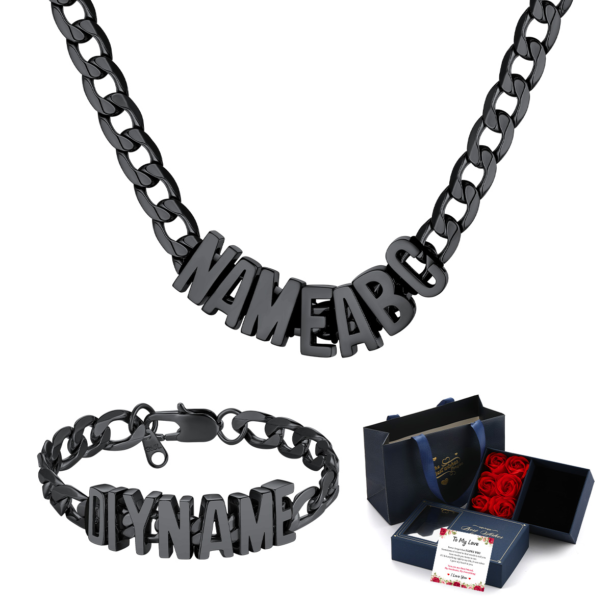 Personalized Name Cuban Bracelet & Necklace Set