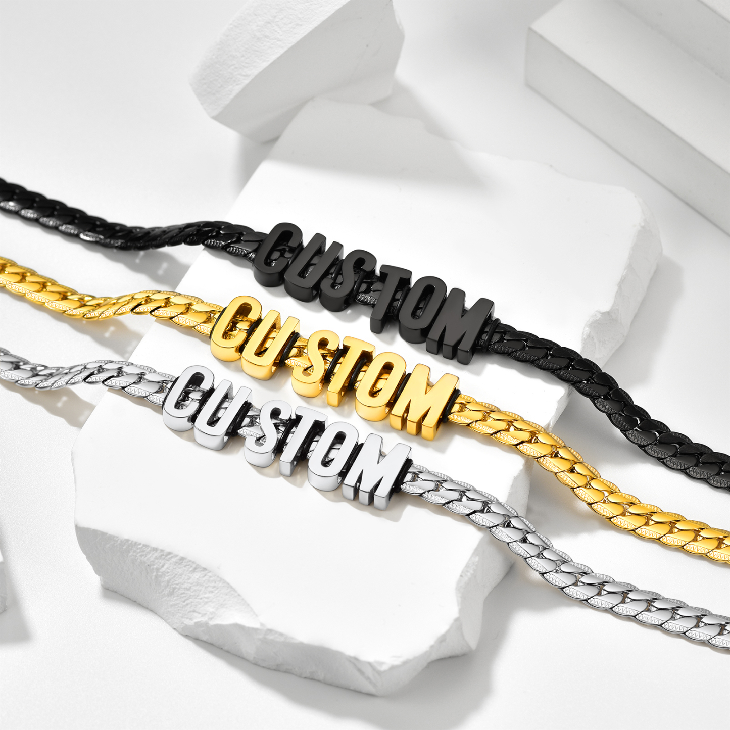 Custom Name Cuban Chain Necklace Gift for Men 3 colors