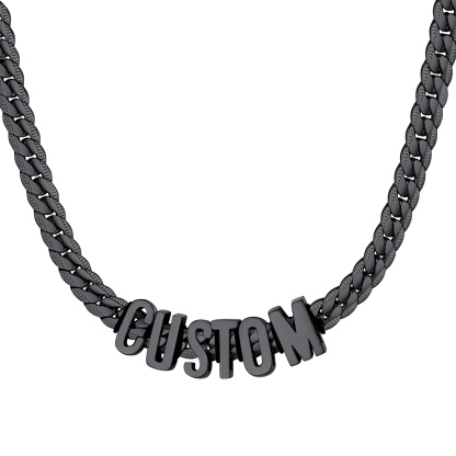 Custom Name Cuban Chain Necklace Gift for Men black