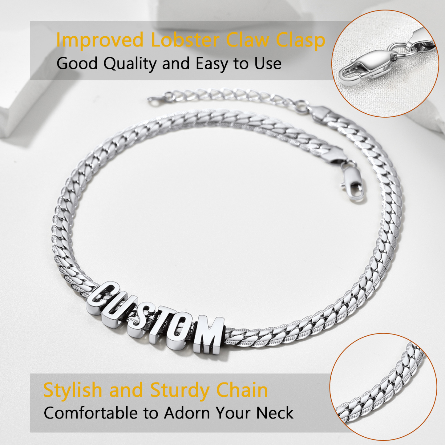 Custom Name Cuban Chain Necklace Gift for Men detail