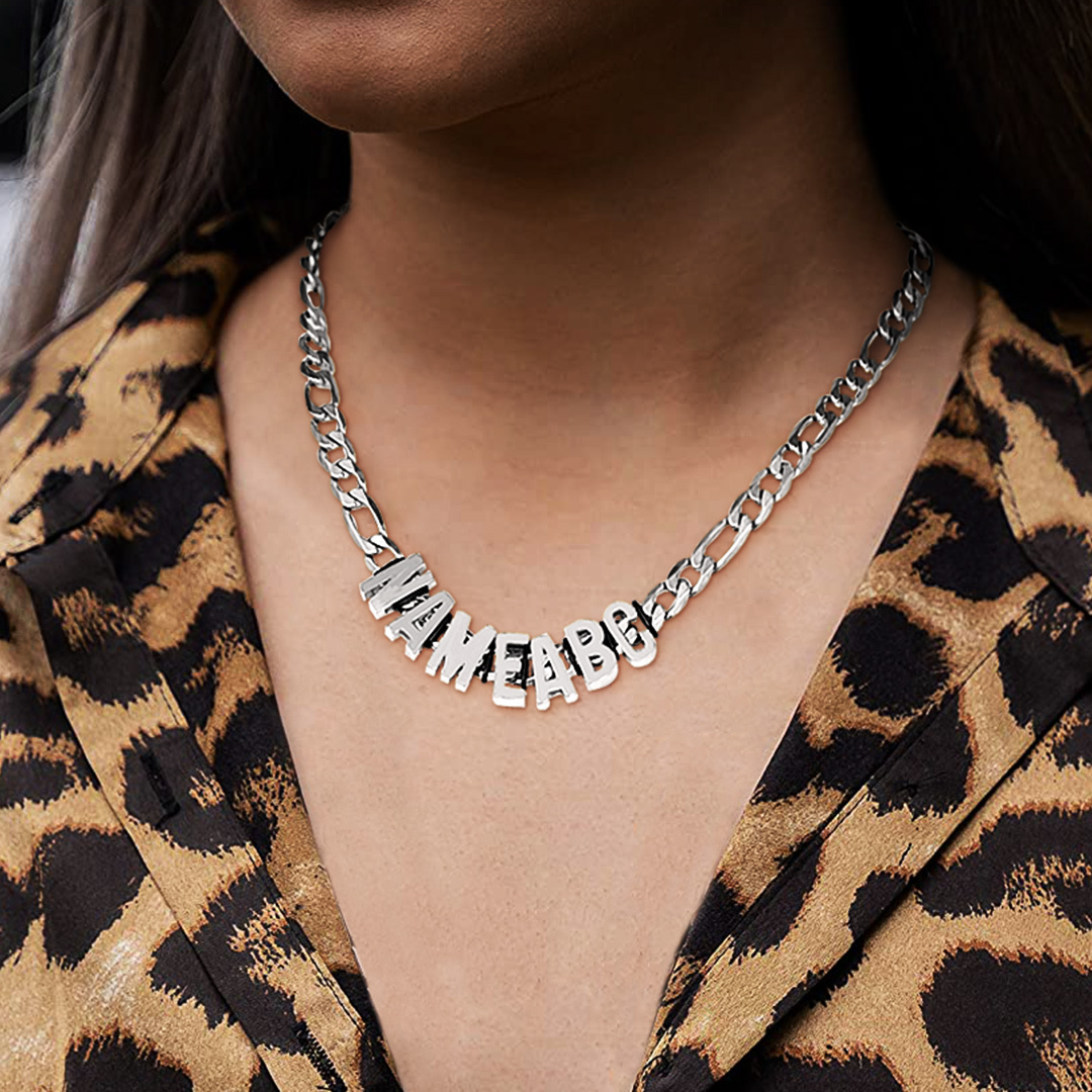 Custom 4U Name Cuban Link Chain Letter Necklace for Men