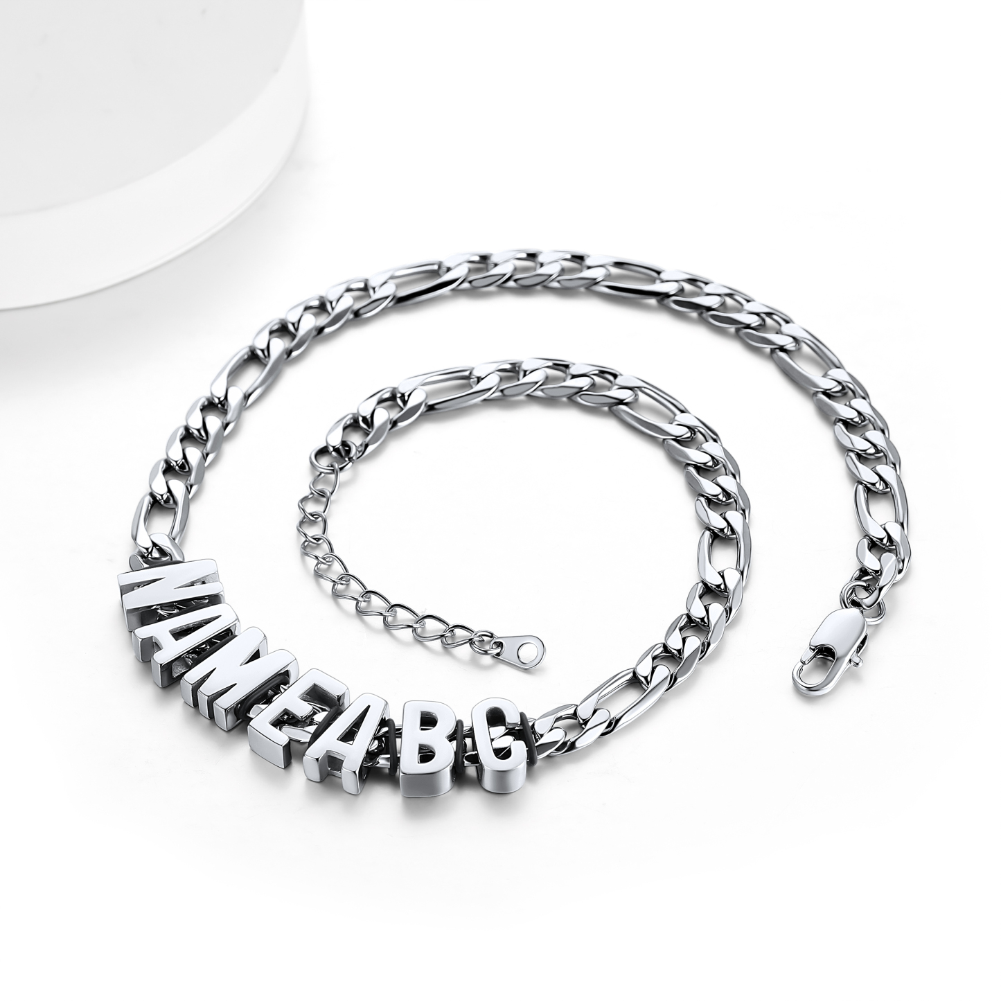 Custom Name Cuban Link Chain Letter Necklace silver 