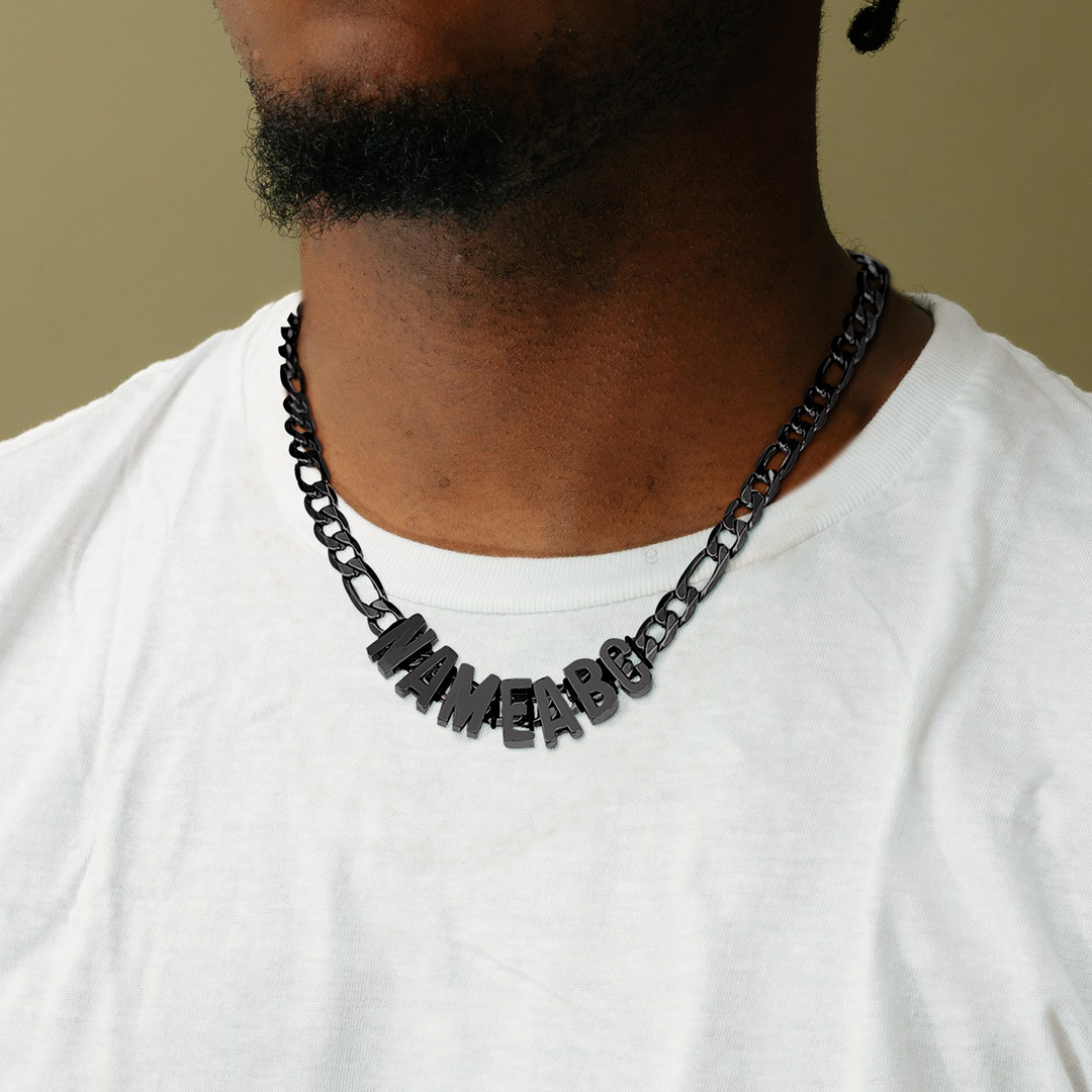 Name Cuban Link Chain Letter Necklace for Men