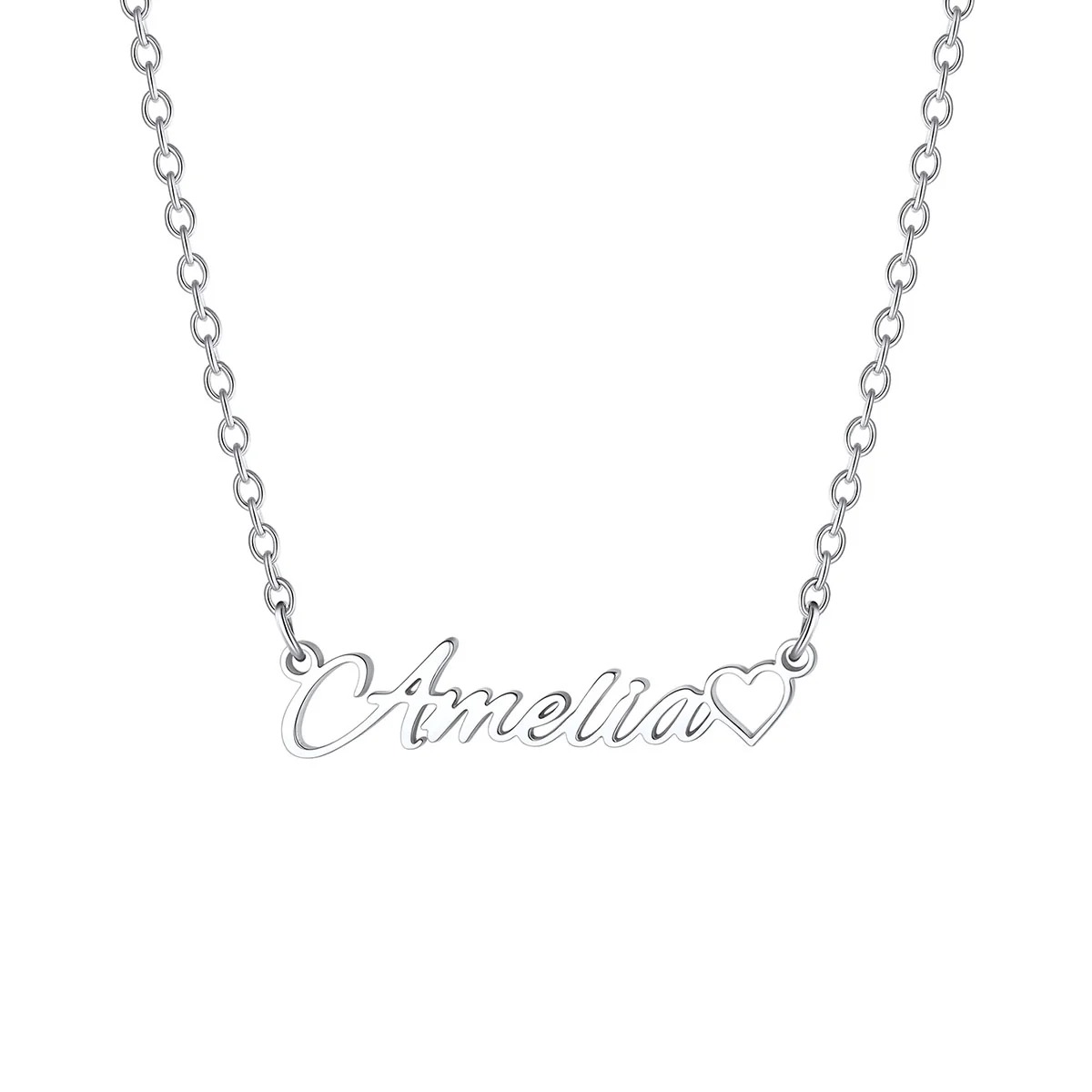 Custom Name Necklace with Heart for Women