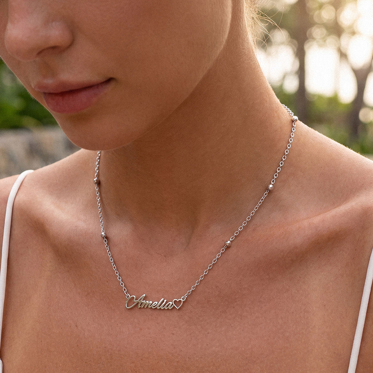 Custom Name Necklace with Heart for mom