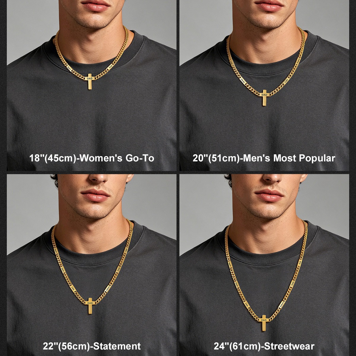 Custom Names Cuban Chain Cross Necklace 5MM/7MM 