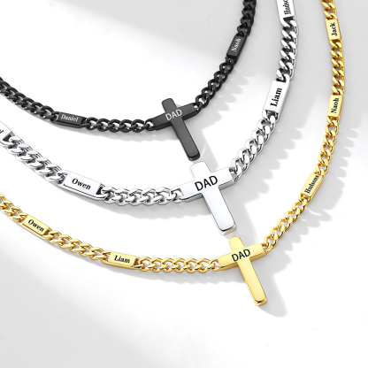 Custom Names Cuban Chain Cross Necklace 5MM/7MM 3 Colors
