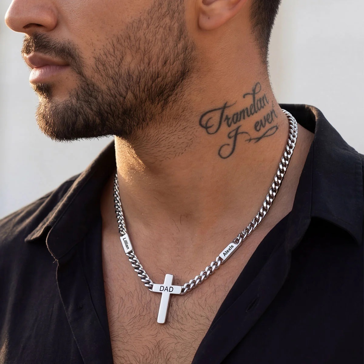 Custom Names Cuban Chain Cross Necklace 5MM/7MM  for men