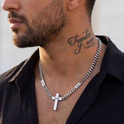Custom Names Cuban Chain Cross Necklace 5MM/7MM  for men